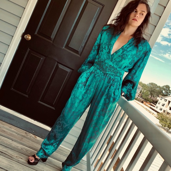 Vintage Pants - Vintage 80s floral boho romper jumper jumpsuit